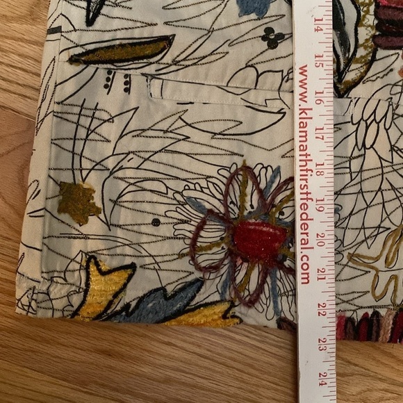 Chico’s Chore Jacket Womens M Floral oversized cottage Artsy Art To Wear - Picture 10 of 12